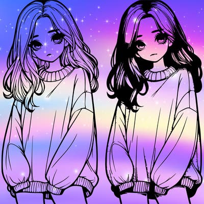 realistic girl with baggy sweater