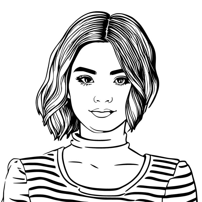 realistic girl with short hair