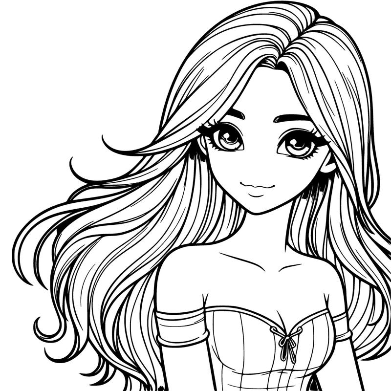 realistic girl with long hair