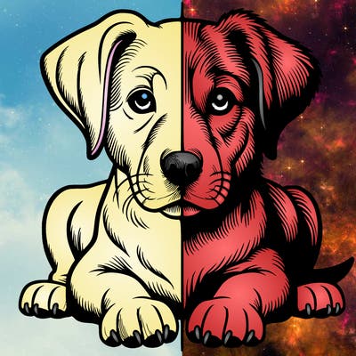 realistic dog split picture