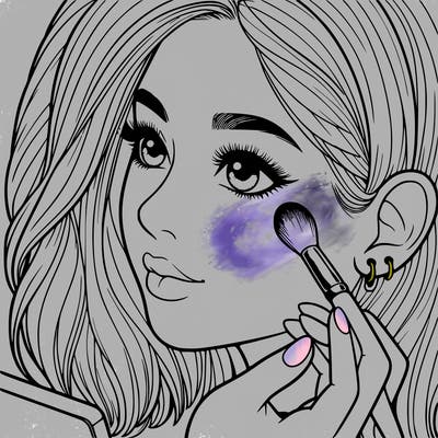 a realistic girl doing her makeup