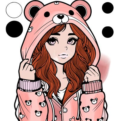 realistic girl in a animal pjs hoodie
