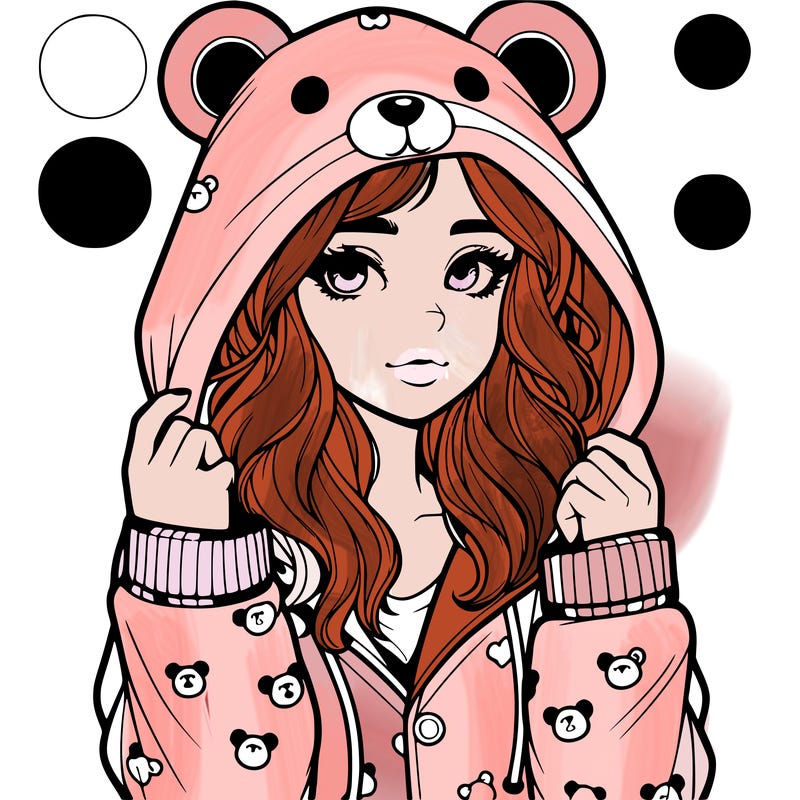 realistic girl in a animal pjs hoodie