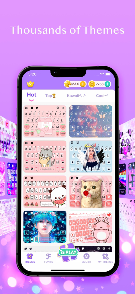 Gallery of colorful and cute keyboard themes in the Jigsaw Keyboard app