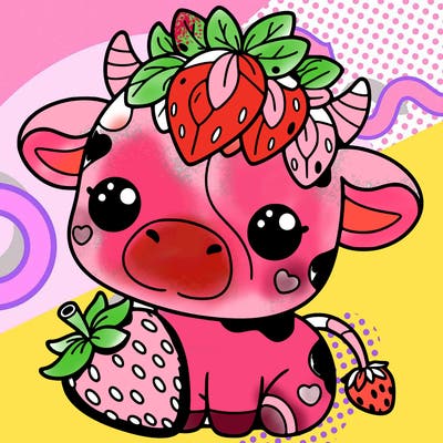 cute strawberry cow