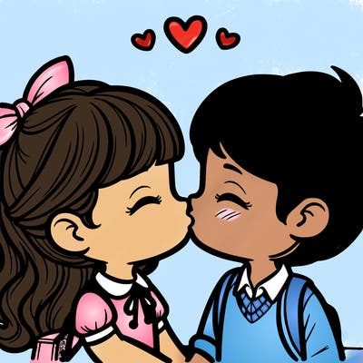 boy and girl kissing