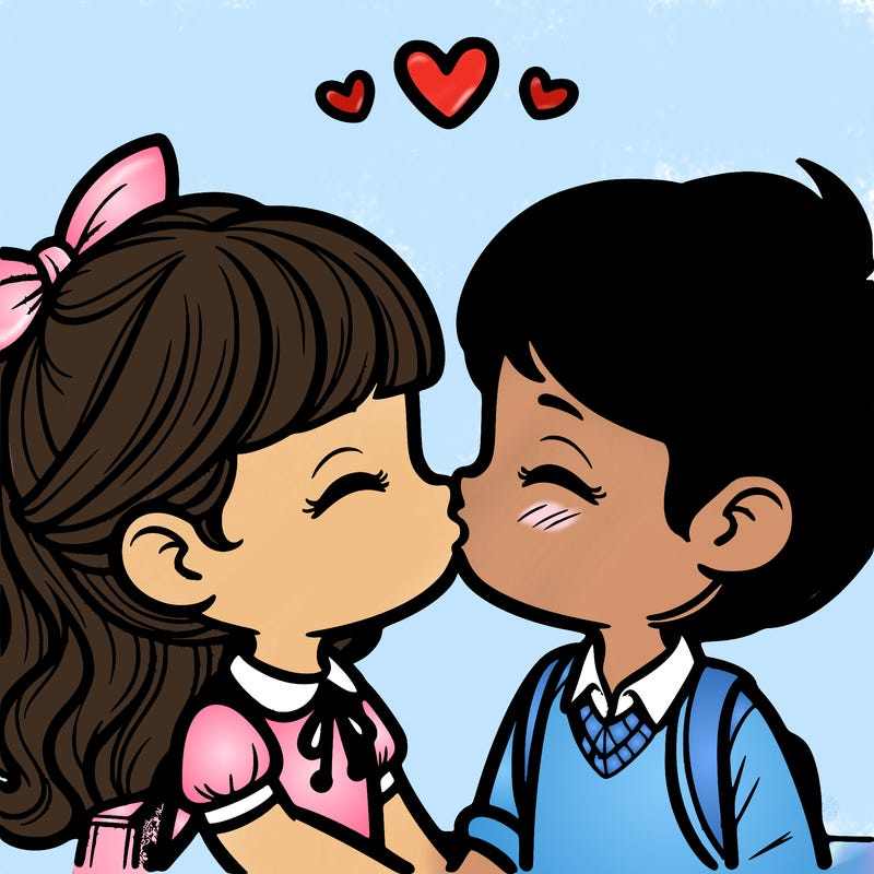 boy and girl kissing