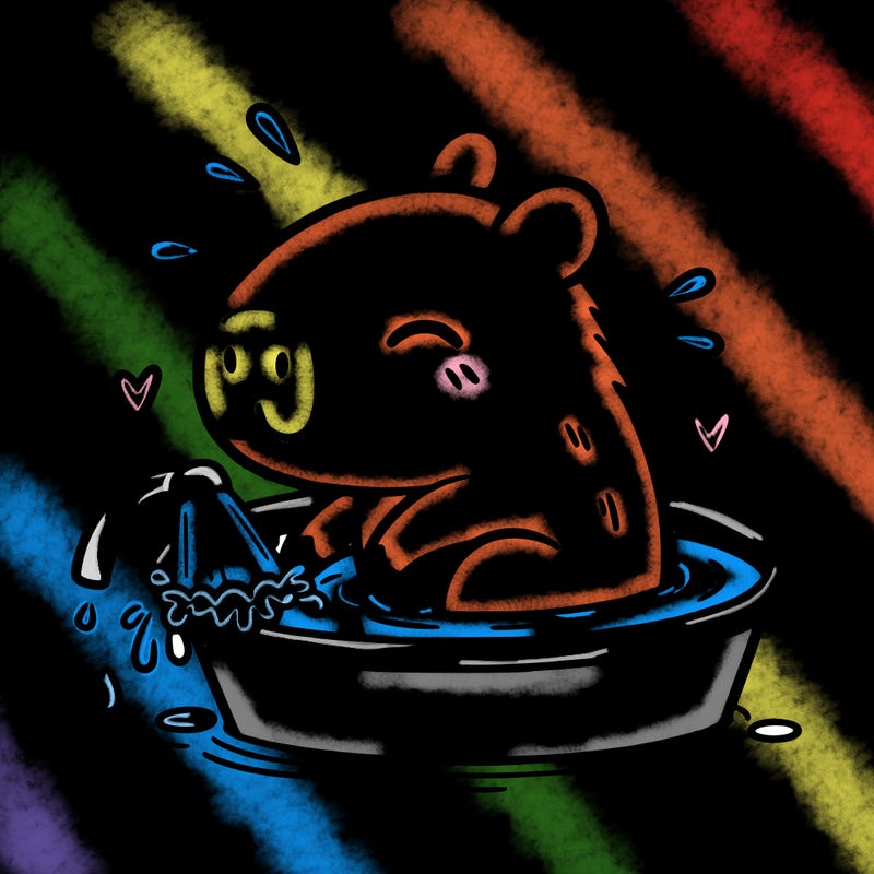 capybara taking a bath