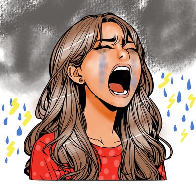 screaming realistic, girl
