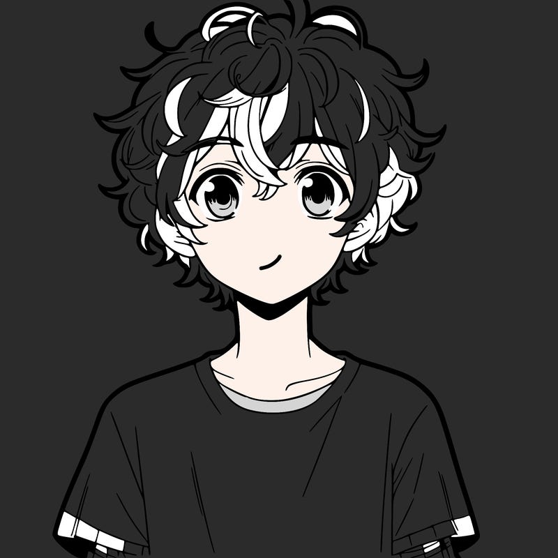 manga boy with curly hair