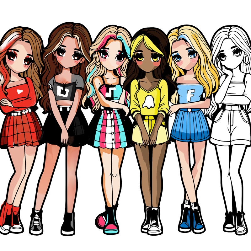 a group of girls realistic