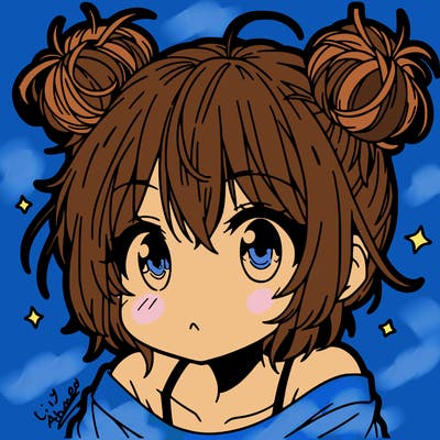a manga girl with messy small buns