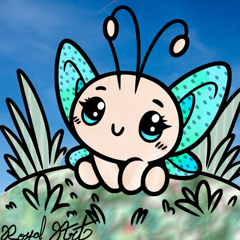 outline, grass, butterfly