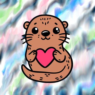 otter with a heart