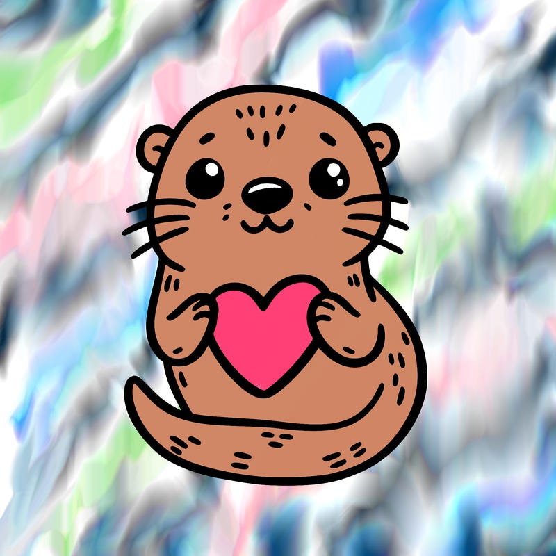 otter with a heart