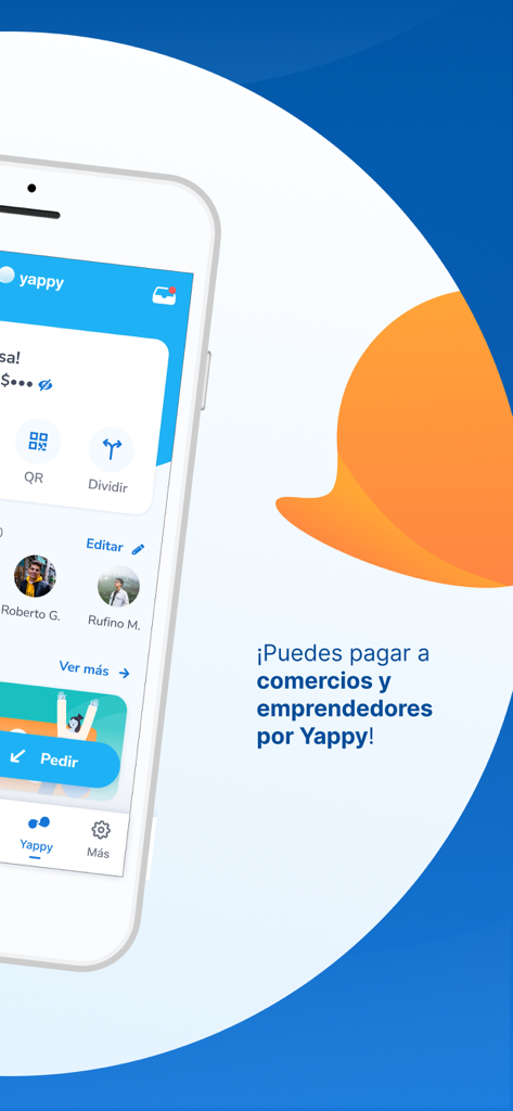 Banco General, S.A. - Pantalla de teléfono inteligente que muestra la función de pago Yappy en la aplicación móvil de Banco General para transferencias entre pares y comerciales.