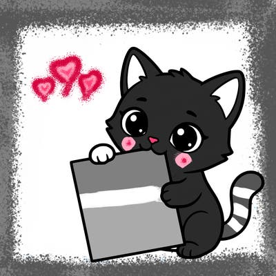 a small cat with a blank sheet of paper in its hand. the cat is sooooooo cute!