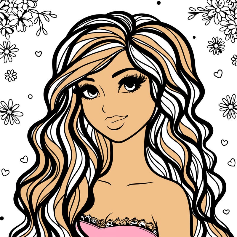 pretty woman with long wavy hair