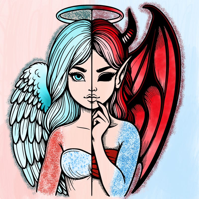 realistic angel half demon