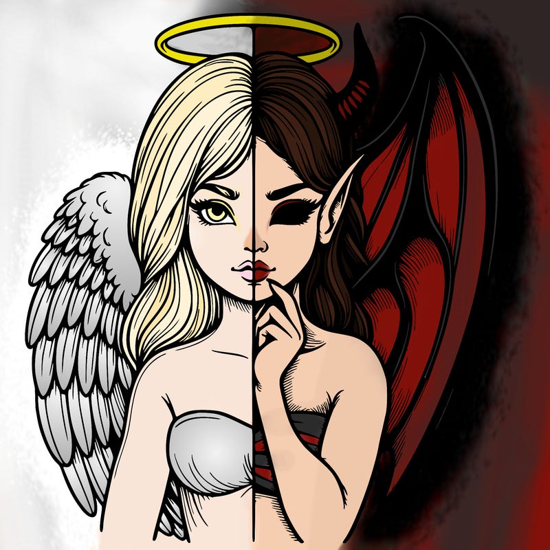 realistic angel half demon