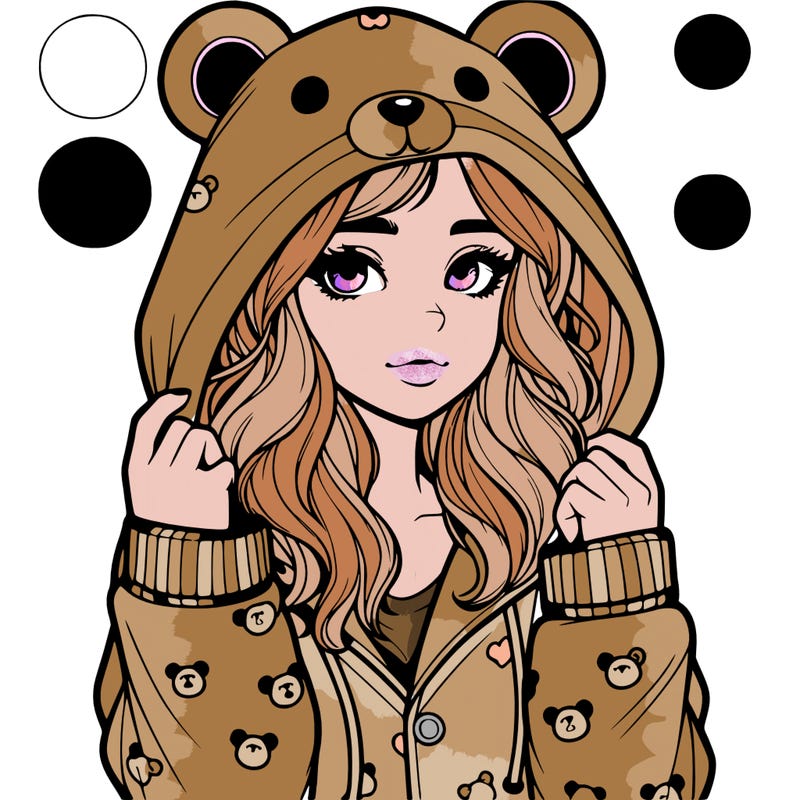 realistic girl in a animal pjs hoodie