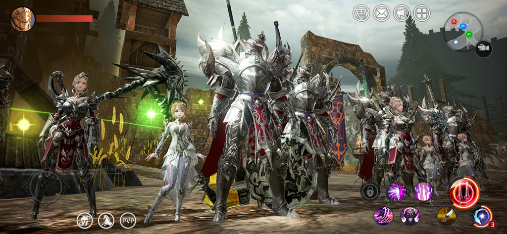 TALION - A group of customized characters wearing elaborate fantasy armor in the mobile game TALION