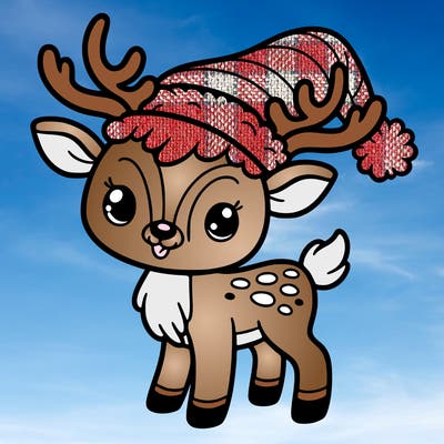 christmas reindeer with santa hat
