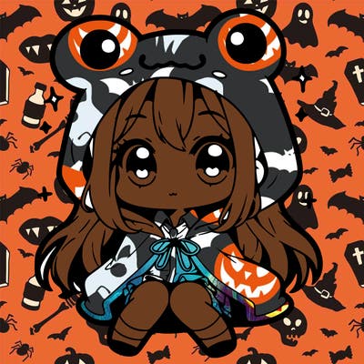 chibi girl with frog hoodie