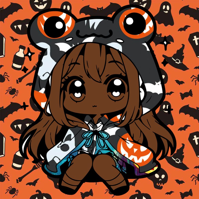 chibi girl with frog hoodie