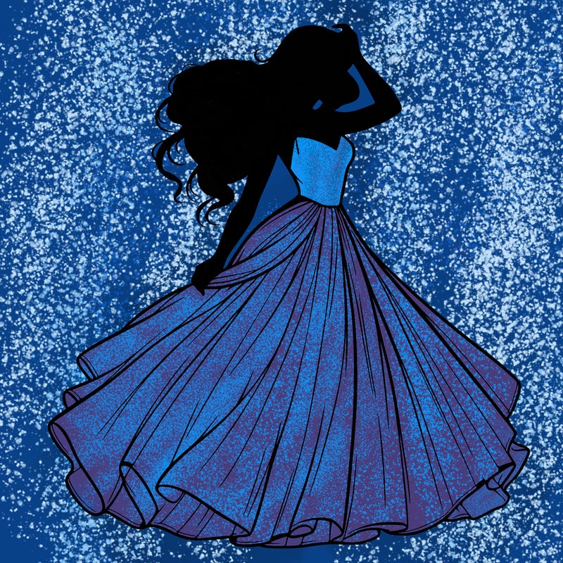 realistic woman with dress flowing in the wind