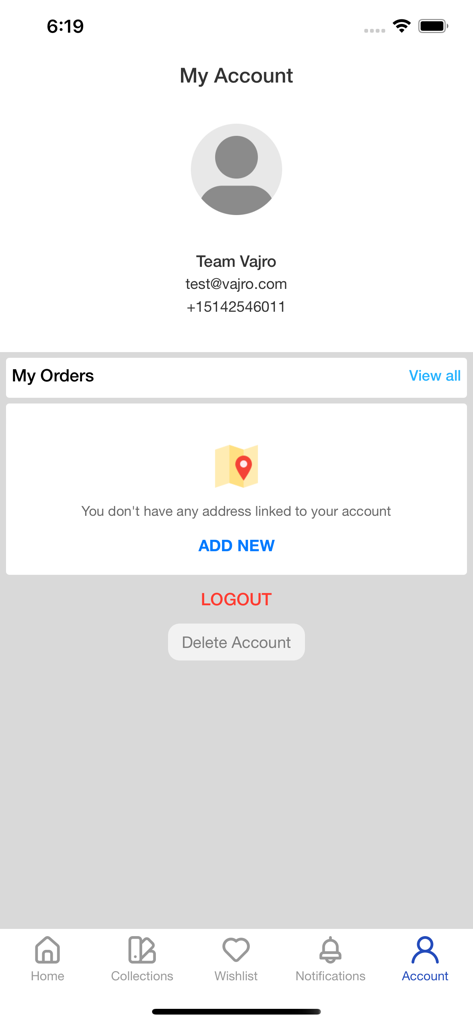 Kpopstore - My Account screen in the Kpopstore app showing user profile and account options
