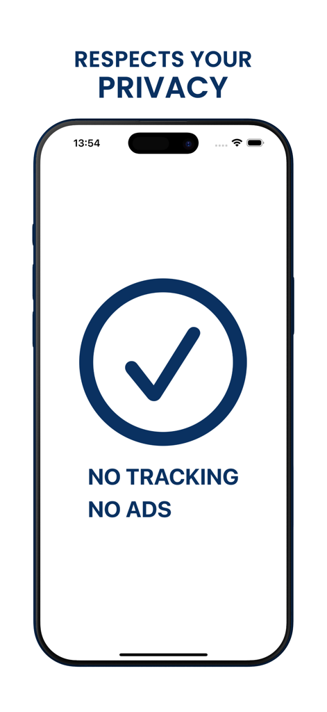 Privacy features of The QR Code Generator app showing no tracking and no ads