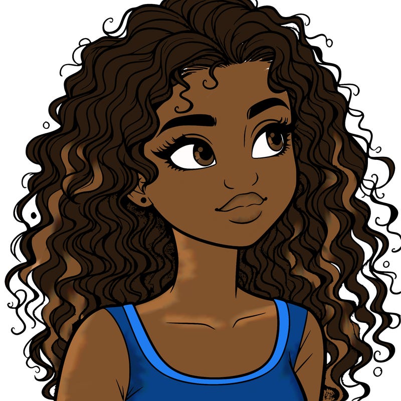 realistic girl with curly hair