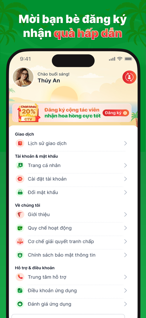 Rovi Travel - Pantalla de perfil de usuario y configuración de la aplicación móvil Rovi Travel