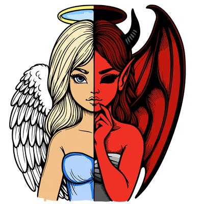 realistic angel half demon