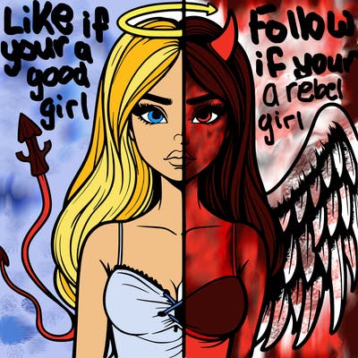 devil vs angel realistic girl