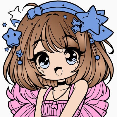 cute anime girl with star accessories