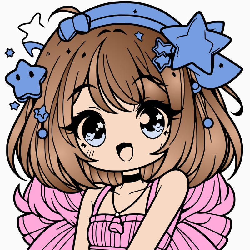 cute anime girl with star accessories