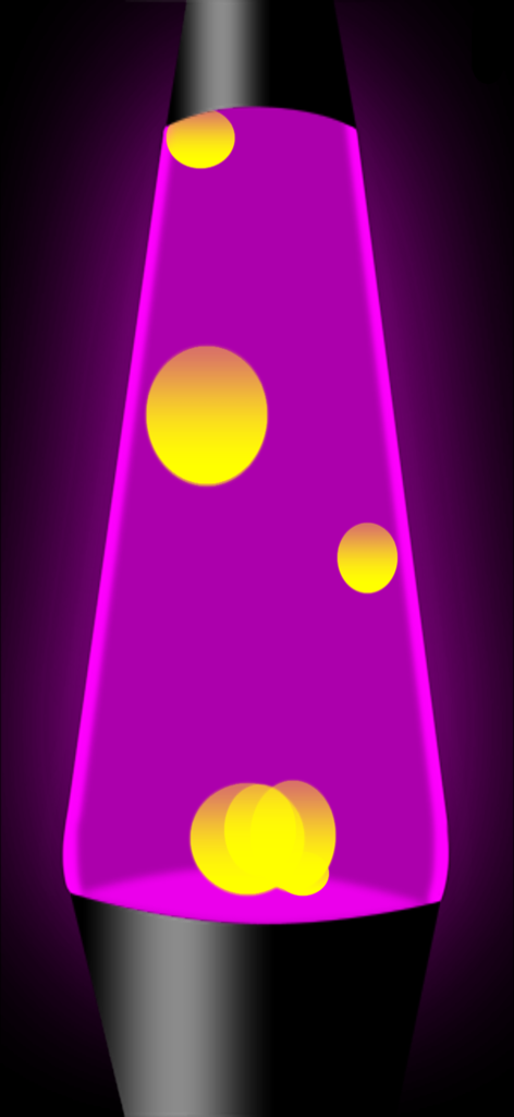 Lava Lamp Simulator - A digital purple lava lamp with yellow floating blobs providing a relaxing room ambiance