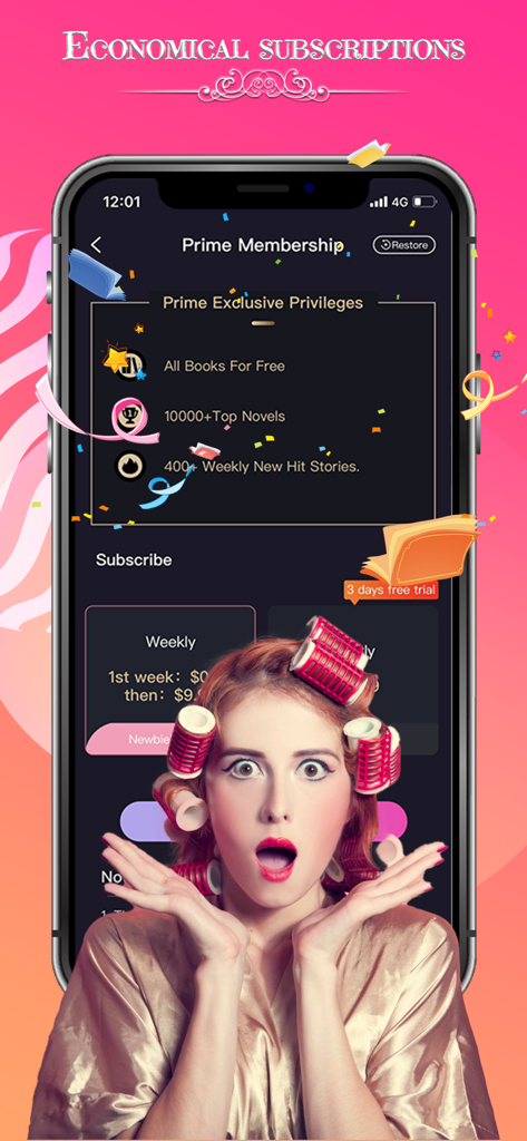 Novelink - Novelink Prime Membership page showing subscription benefits and affordable weekly plans for web novels