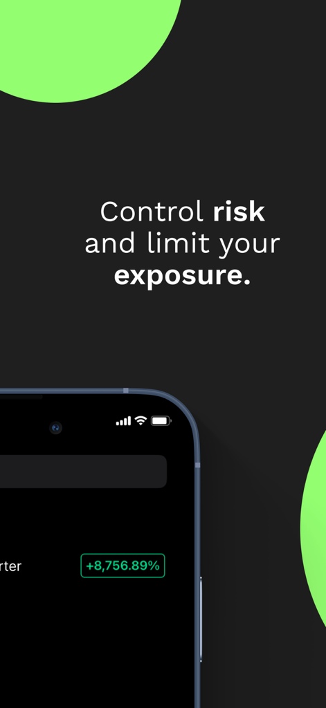 Eightcap Copy Trading - Marketing screen of the Eightcap app promoting features to control risk and limit exposure
