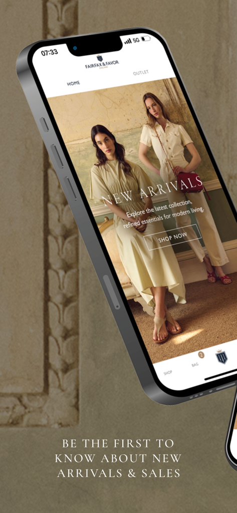 Fairfax & Favor - Fairfax and Favor app home screen showcasing the new arrivals collection for modern rural living