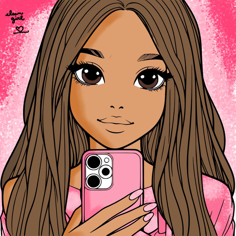 realistic girl with a phone