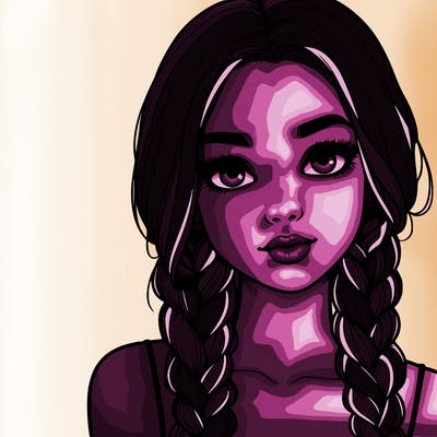 realistic girl with braids