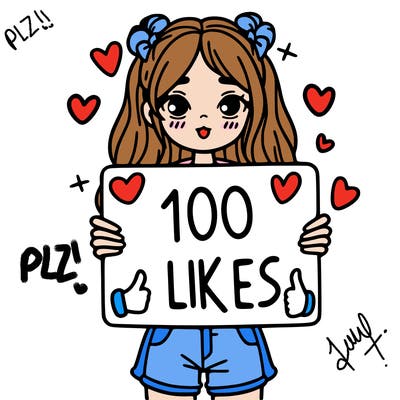 girl holding a sign saying 100 likes