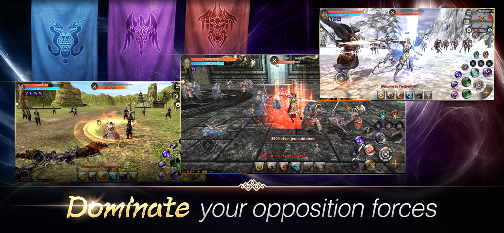 TwelveskyM - Compilación de escenas de combate de TwelveSky M y estandartes de facciones