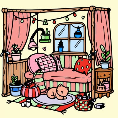 cozy corner coloring page