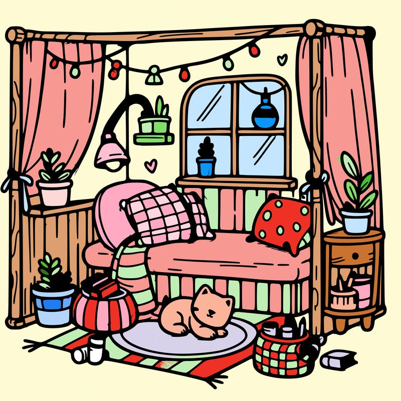 cozy corner coloring page