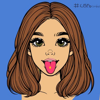 realistic girl with her tongue out