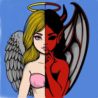 realistic angel half demon